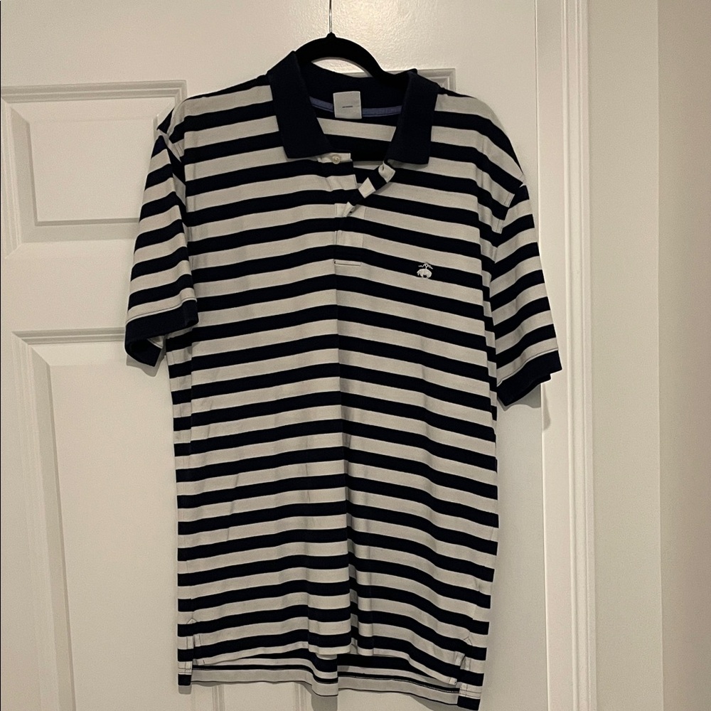 Brooks Brothers Navy and White Striped Polo Shirt